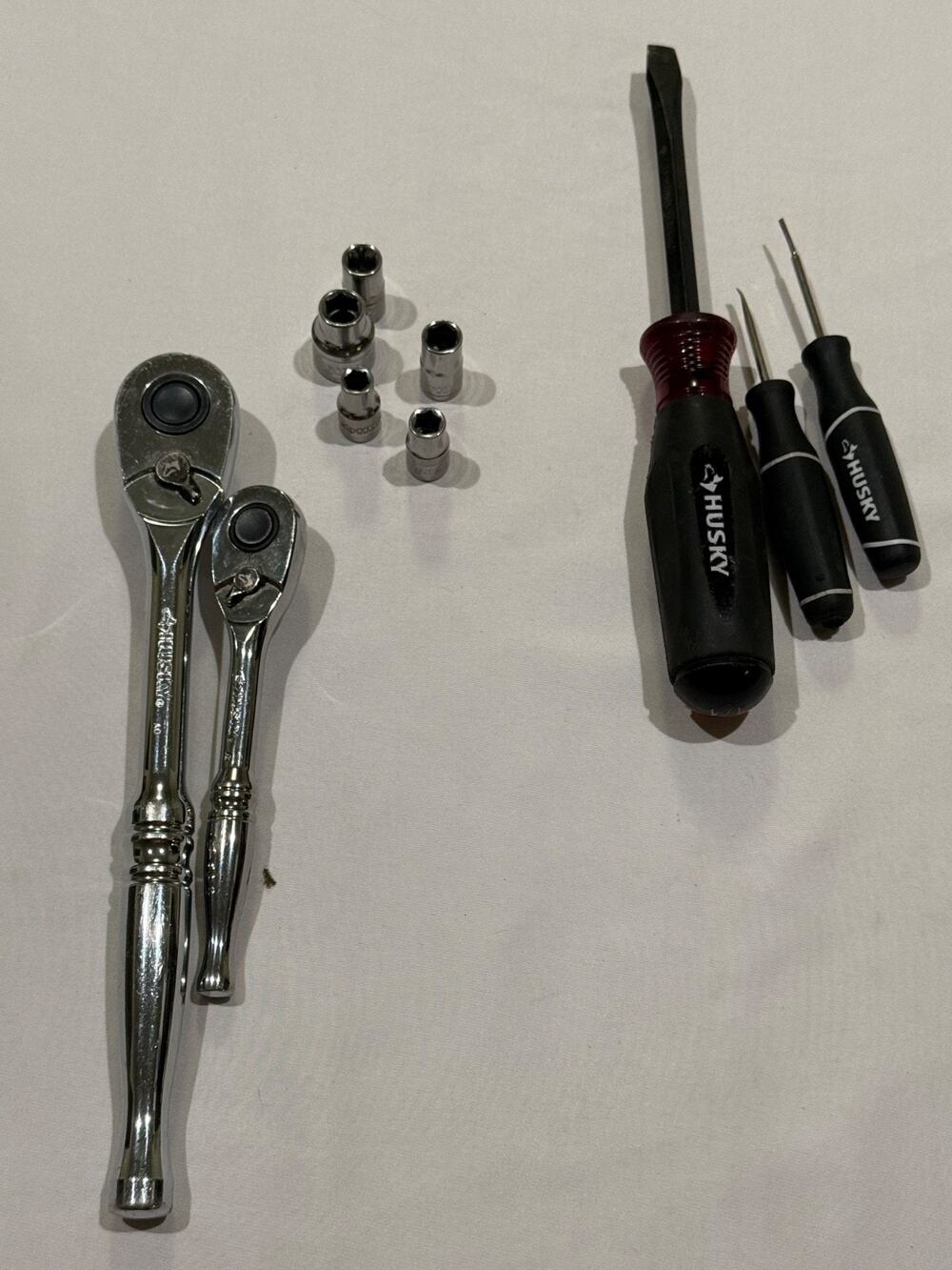 Husky 1/4 & 3/8 Drive Ratchet Socket Lot w/ Screwdriver Picks Incomplete Set